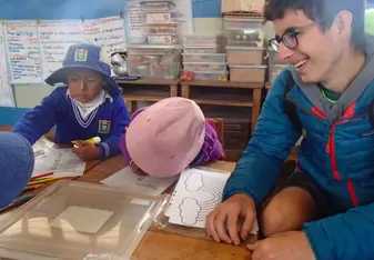 Teaching English at a school in peru