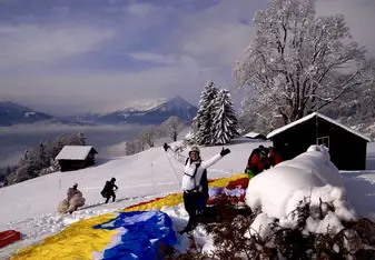 Getting ready to run off a cliff in Interlaken, Switzerland
