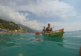 two females in kayak