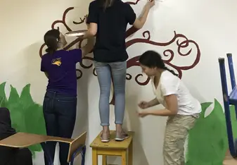 Painting classroom wall