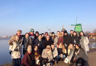 Group pic in front of the windmills