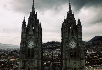 side by side clock towers
