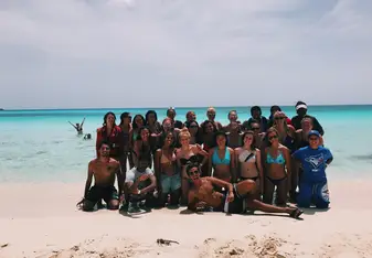 group photo on beach