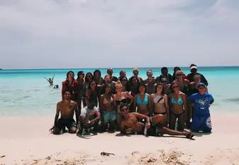 group photo on beach