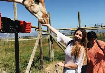 woman with giraffee