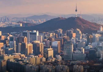 EF Seoul city view at sunset.