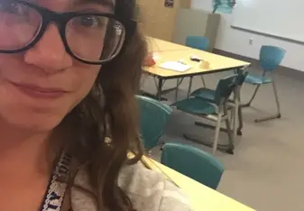 Jaclyn in a classroom