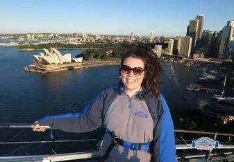 female portrait overlooking Sydney Harbour