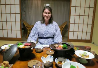 woman at traditional Japanese table