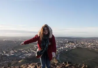 On top of Arthur's Seat (an extinct volcano that stands tall over Edinburgh)
