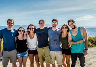 students smiling in greece