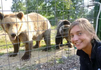 woman and bears 