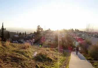 View of the city at sunset
