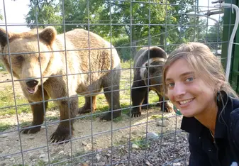 woman and bears 