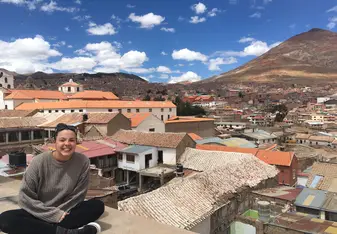 Me sitting on the roof of a hotel in Sucre, Bolivia.