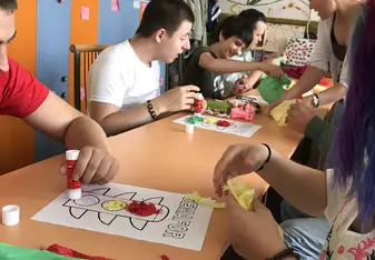 Arts and Crafts while practicing colors, motor skills, and meaning :)