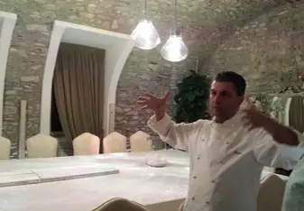 Beppe Maffikoli giving us a tour of Carlo Magno Ristorante