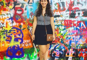 I took this picture in front of the John Lennon Wall during my first week in Prague.