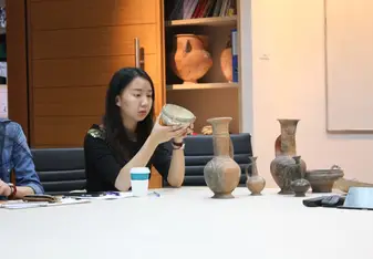 analyzing pottery in the classroom