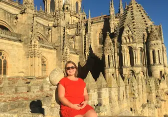 Climbed stairs to the tower of the old cathedral. 