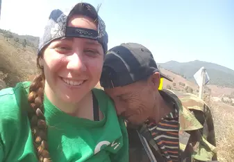male and female hug
