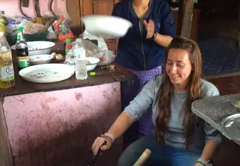 female cooking