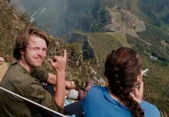Female and male on a mountain