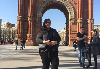 At the arc of triumph in Barcelona 