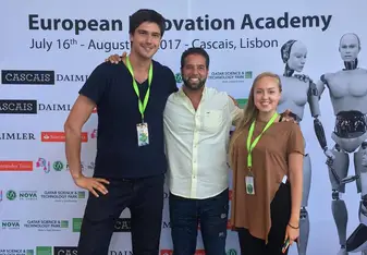 Students at a conference venue
