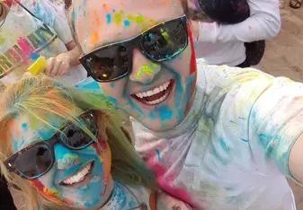 male and female at paint party