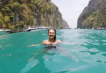 female in water