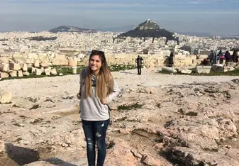 girl smiling in greece