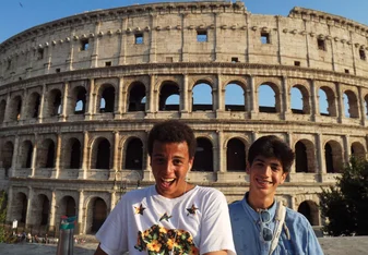 High schoolers in Rome outside the Coliseum.