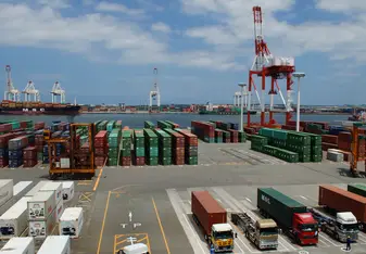Waiting for new cargo deliveries at Hakata Port