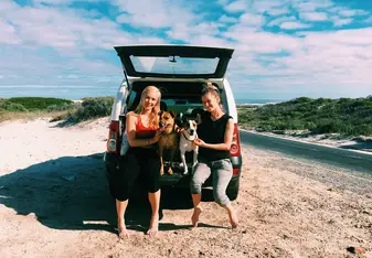 walks on the beach with the dogs
