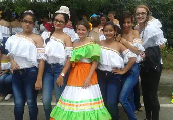 San Pedro parade with SENA students 