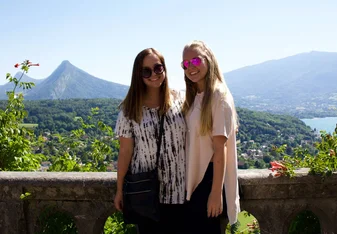 Two women posing for a photo