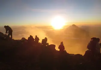 Sunrise at the top of Volcán Acatenango- summit 