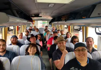 Our team going to the Creativity Lodge