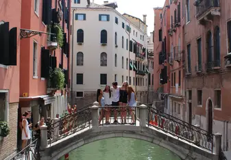 On a bridge in Venice with some of my friends!