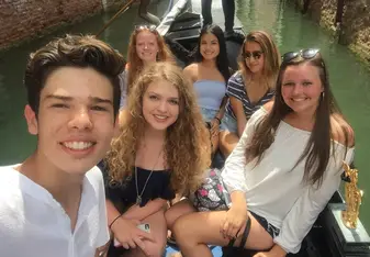 On a gondola in Venice