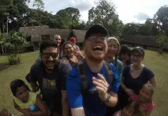 This is a group photo with some of the OG participants and the children from our host family while we were visiting the Tsachila Communtiy
