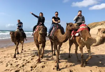 With the program we went to Morrocco, we were riding camels while we appreciated the shores of the Mediterranean Sea.