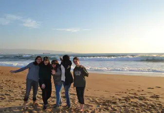 A picture of a beach day with my host family
