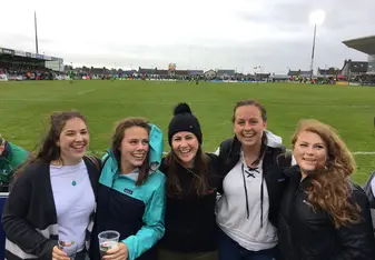 Enjoying our first rugby game!