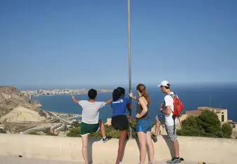 Looking out at the city from the top of el Castilo de Santa Barbara