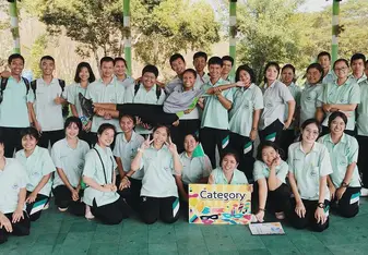 A picture of me with a group of my students.
