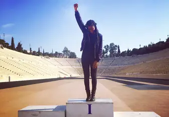 During Black History Month in Greece I went to the first Greek Stadium to recreate the 1968 Black Power salute.