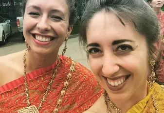 Me and a fellow english teacher from the program. The school dressed us in traditional Thai costumes for a parade!