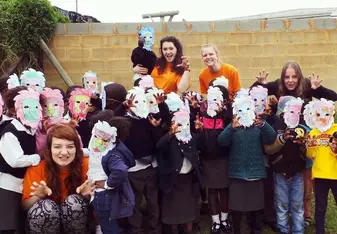 Created lion masks with the school children